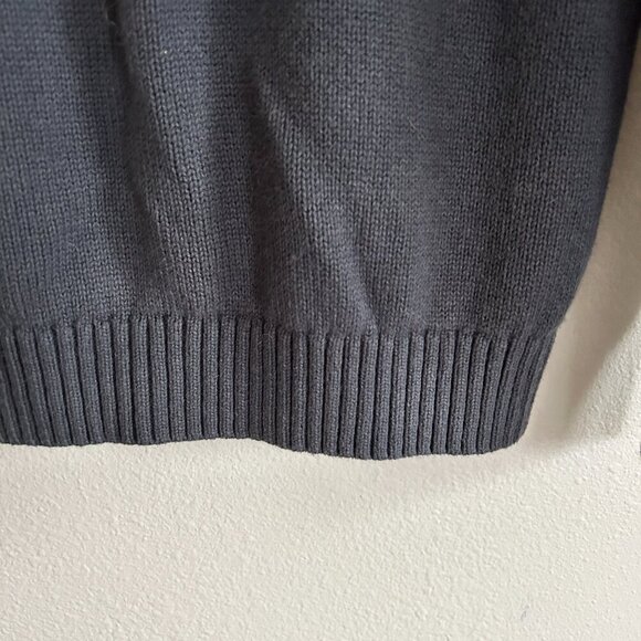 Duluth Trading Co Sweater Gray 1/4 Zip Mock Neck Elbow Patch Cotton Wool - Picture 3 of 7